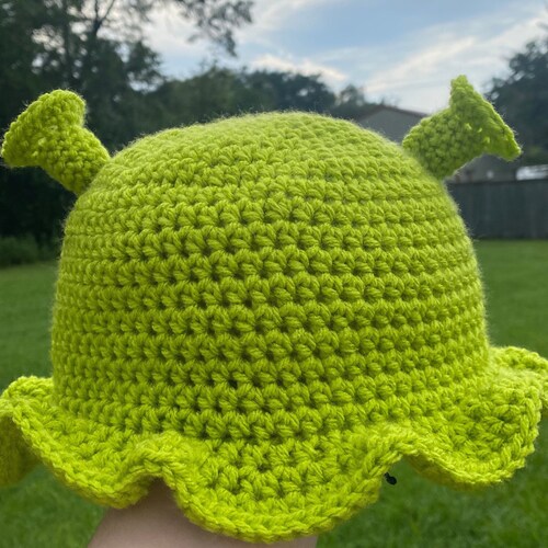 Crochet Shrek/fiona Ogre Bucket Hat in Keylime Green Etsy
