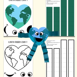 Earth Buddy Craft, Paper Craft For Kids, Earth Day Printable, Kids Coloring Page, Cut and Paste Activity, Homeschool Printable
