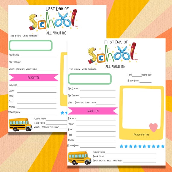 Back to School Kids Printable, First Day of School Interview, All About Me Questionnaire, School Memory Keepsake, School Journal, Worksheet