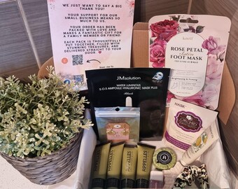 Pamper Gift Box: Tea, Skincare, Handmade Earrings & Scrunchie