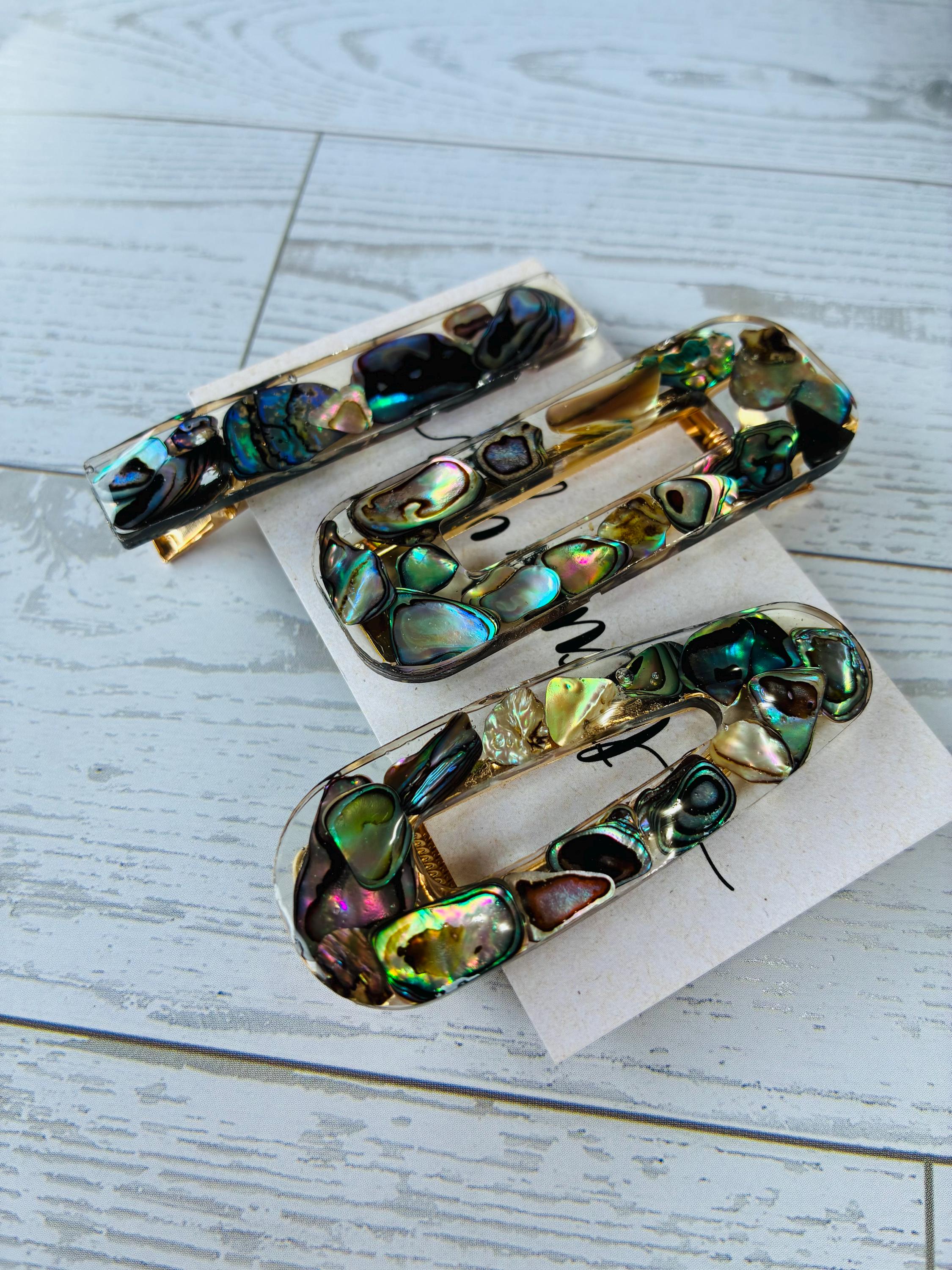 Shell Barrettes Abalone Shell Barrettes: Handmade Boho Hair Clips, Set of 3 - Etsy