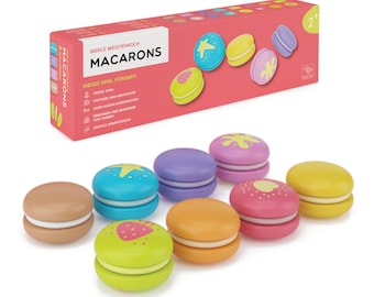 Merle Toys® - Macarons: Montessori Spielzeug für Kinder ab 2 3 Jahren, Kinderküche Zubehör, Holzspielzeug für Spielküche und Kaufladen