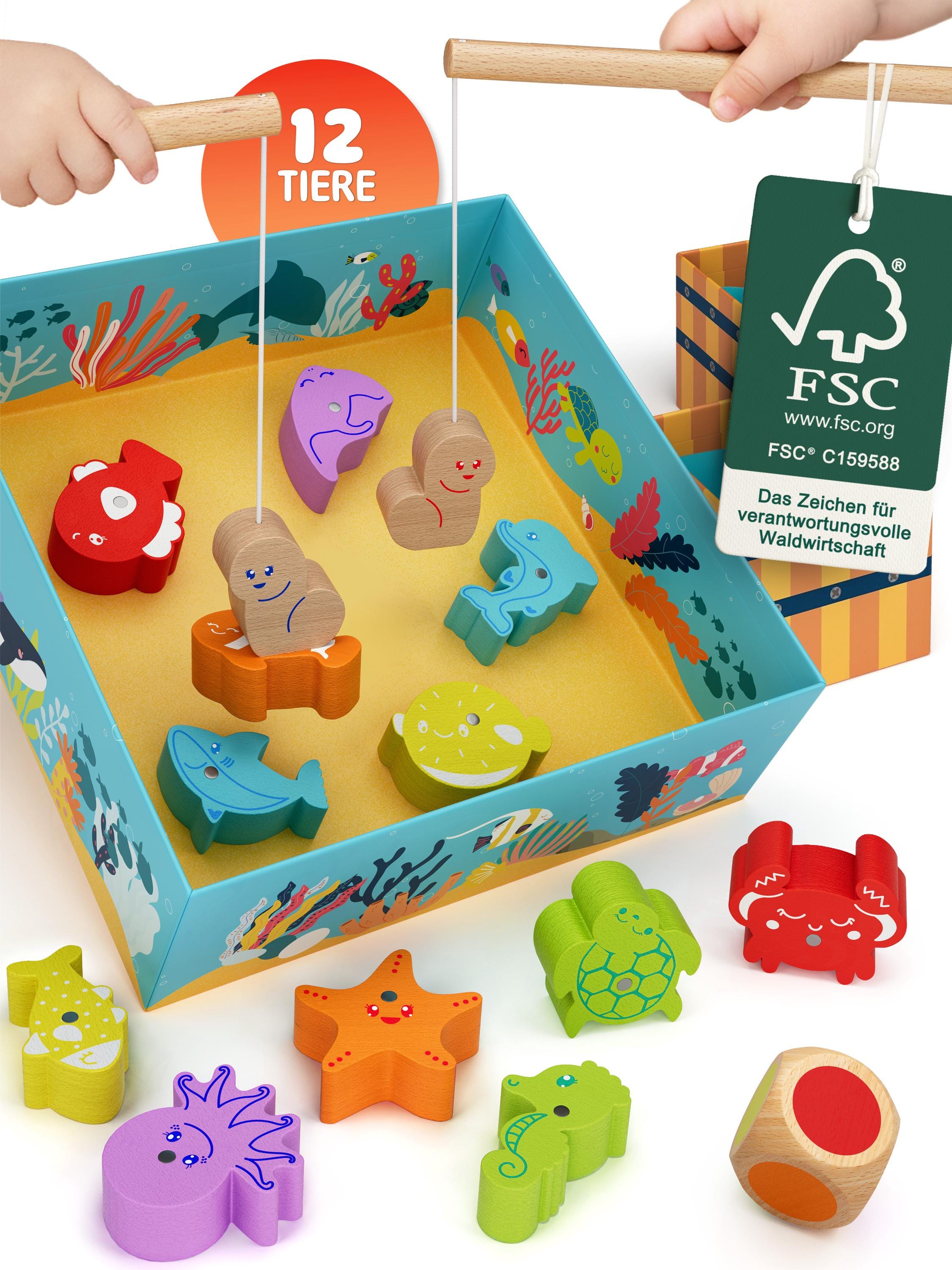 Magnetisches Angelspiel Aus Holz – Lernspielzeug Für Kinder Ab 2–5 Jahre