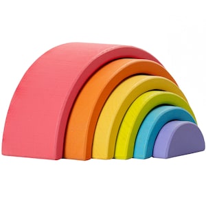 Holz Regenbogen Stapel – Montessori Spielzeug aus 100%  Buchenholz | Geschenk 1. Geburtstag, nachhaltiges Holzspielzeug ab 1 Jahr