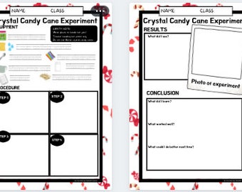 Crystal Candy Cane Experiment - Activity and Worksheets Included