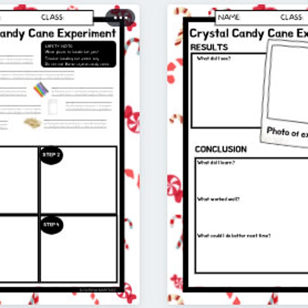 Crystal Candy Cane Experiment - Activity and Worksheets Included