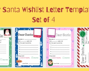 Dear Santa Wishlist Template - Set of 4