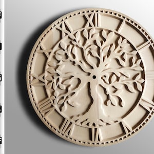 CNC files Wall clock Tree of Life model, Vector graphic dxf, AI, svg, eps, pdf for carving or laser cutting | C1