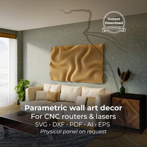 Parametric wall art decor, wavy pattern, CNC files for cutting, PP3