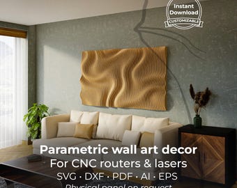 Decoración de pared paramétrica, patrón ondulado, archivos CNC para corte, PP3