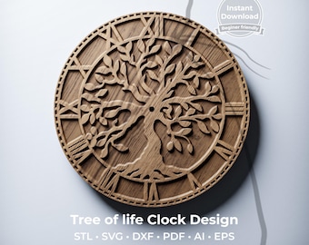 Tree of life clock • For CNC routers & 3D printers • Vector clock files + STL • C1