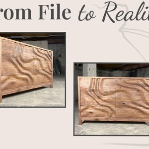 Customer build — dresser fronts carved with the WP2 design