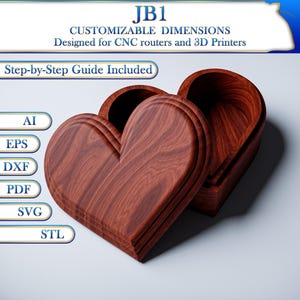 Jewelry box Valentine heart | CNC files for router, and 3D printer | JB1