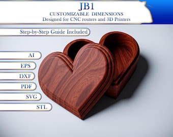 Jewelry box Valentine heart | CNC files for router, and 3D printer | JB1