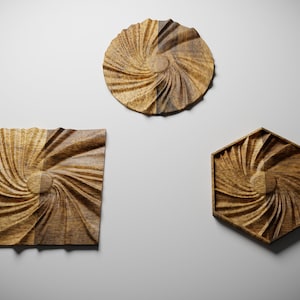 cnc router Wall art STL files pack, Wood carved panels drapery fan shapes, TP4