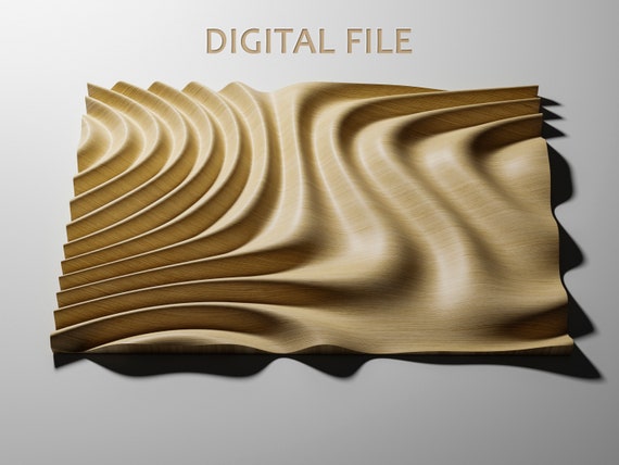 Wave Panel 3D STL Model: CNC Carving, 3D Printing (digital File