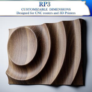 3d wall panel STL file for CNC router project | 3d cnc wood carving ripple wall art sculpture | RP3