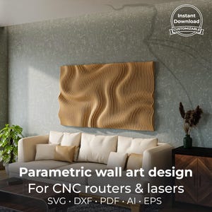 Parametric wall art decor, wavy pattern, CNC files for cutting, PP3