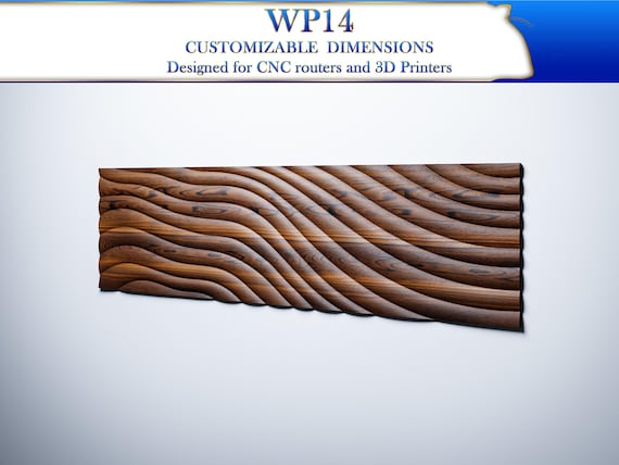 3D Wave Wall Panel CNC Carving Design STL File: Wavy Furniture Art (WP14)