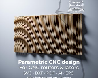Parametric wall art CNC design • Downloadable file for router & laser • Customizable parametric panel • PP8