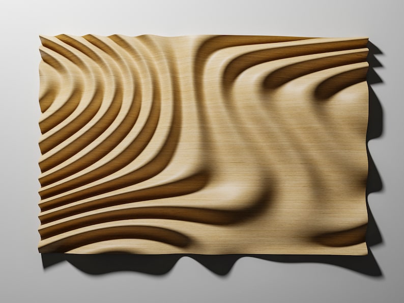 Wave Panel 3D STL-modell: CNC-snideri, 3D-utskrift (digital fil) • WP4 bild 2