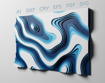 Abstract wall art CNC router files | 3d wall art Arctic waters | laser cutting files | MP1