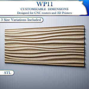 Archivos de proyecto CNC para paneles de relieve ondulado para muebles / Archivos STL 3D CNC para tallado de madera de paneles de pared ondulados 3D / WP11