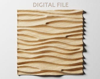 3D Wave Wall Panel STL File: CNC Router or 3D Printing (Digital Download) • WP7