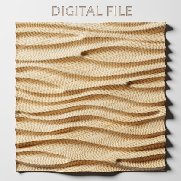 Dimensional wall art wave panel CNC 3d STL file for router or 3d printing | CNC wall panel wood relief carving | WP7