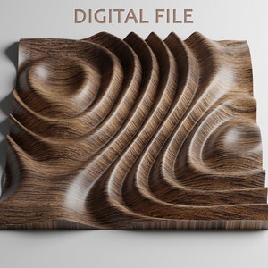 3d panel STL model, CNC router files for carving or 3D print, wavy panel, VCarve Pro, Aspire, Carveco, Artcam, Fusion 360, Wall decor, WP3