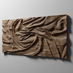 Archivos para enrutador CNC, panel de arte de pared Drape, STL 3D para tallado en relieve de madera o impresión 3D, TP3