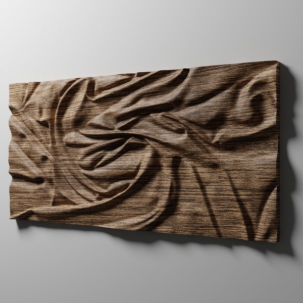 Fichiers de routeur CNC, panneau d'art mural drapé, STL 3D pour la sculpture en relief sur bois, ou impression 3D, DP3