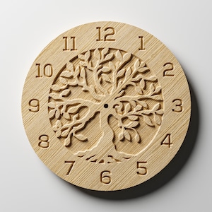 CNC file Wall clock Tree of Life 2 model, Vector graphic dxf, AI, svg, eps, pdf for carving or laser cutting | C3