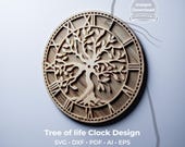 Tree of life clock • laser cut template • CNC vector files • C1L