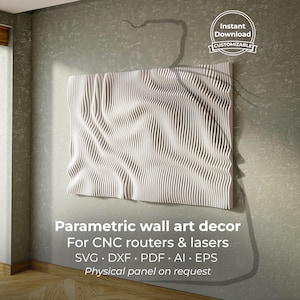 Parametric Wooden Wall Decor, wavy pattern, CNC files for cutting, PP2