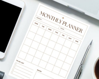 Modern Monthly Planner Download, Monthly Schedule, Monthly Planner Printable,Download monthly planner, online undated monthly planner l