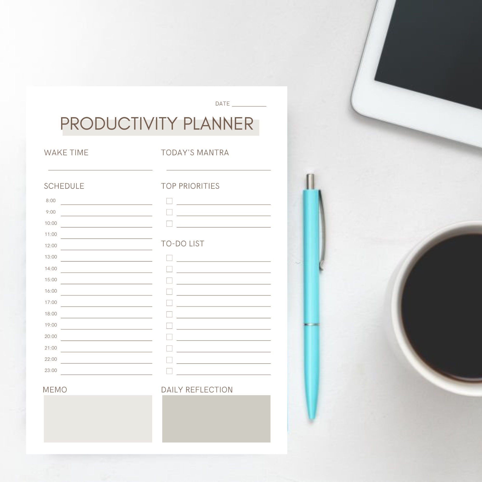 Printable Productivity Planner, Printable Life Organizer, PDF Goal ...