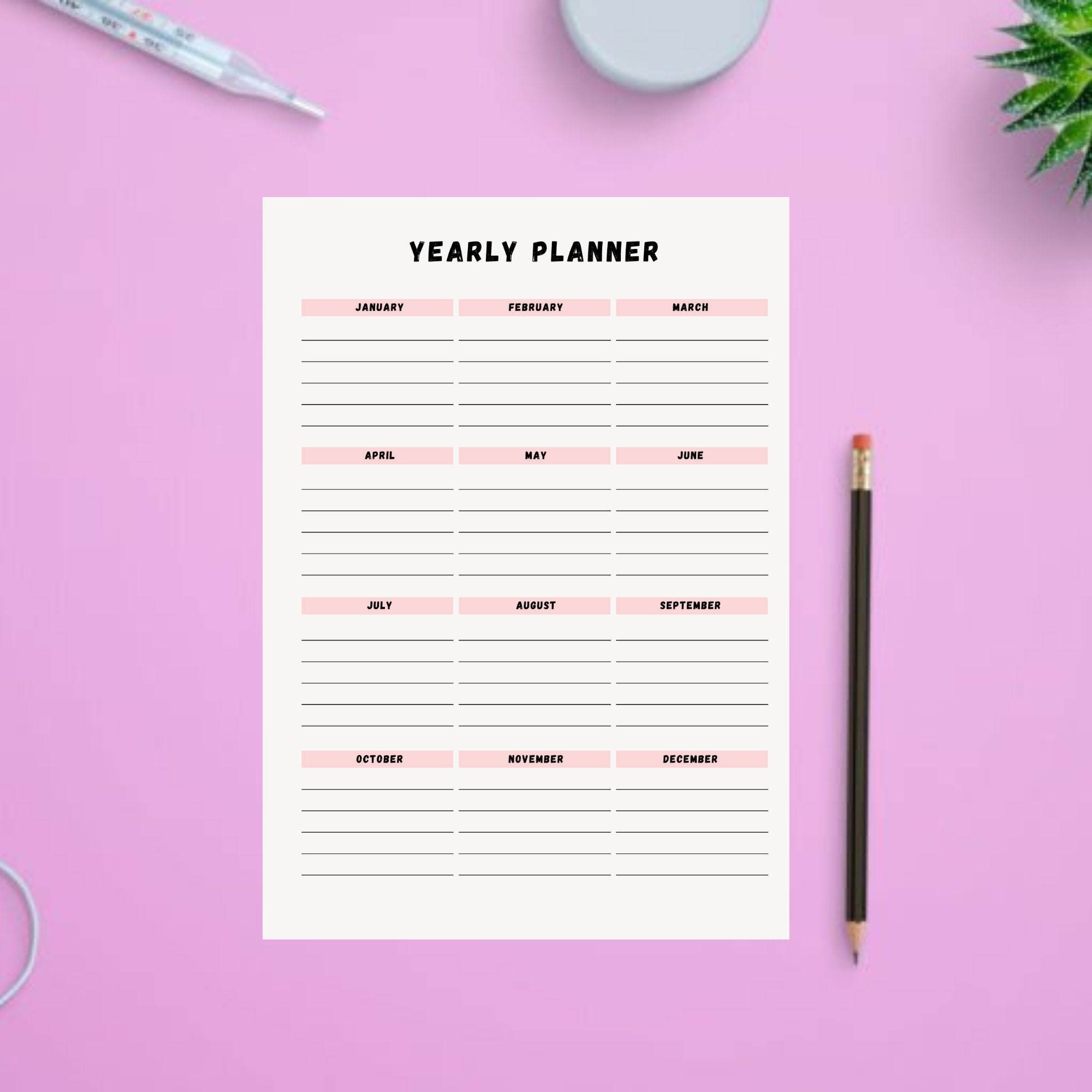 Printable Yearly Planner Download, Annual Modern Planner for Office ...