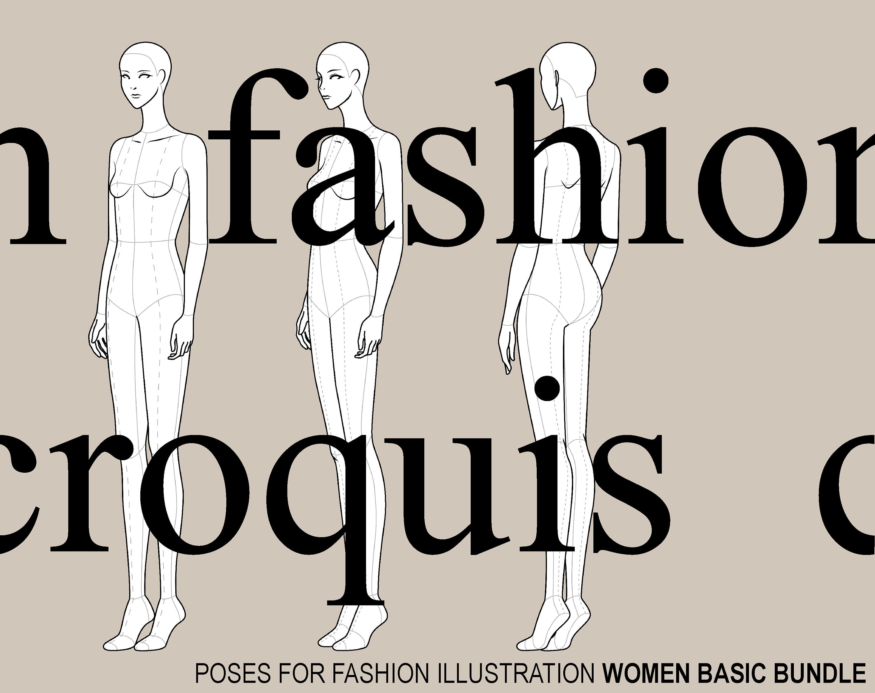 Fashion Figure Croquis Template WOMEN Basic Bundle Etsy Fashion Figure Croquis Template WOMEN Basic Bundle Etsy
