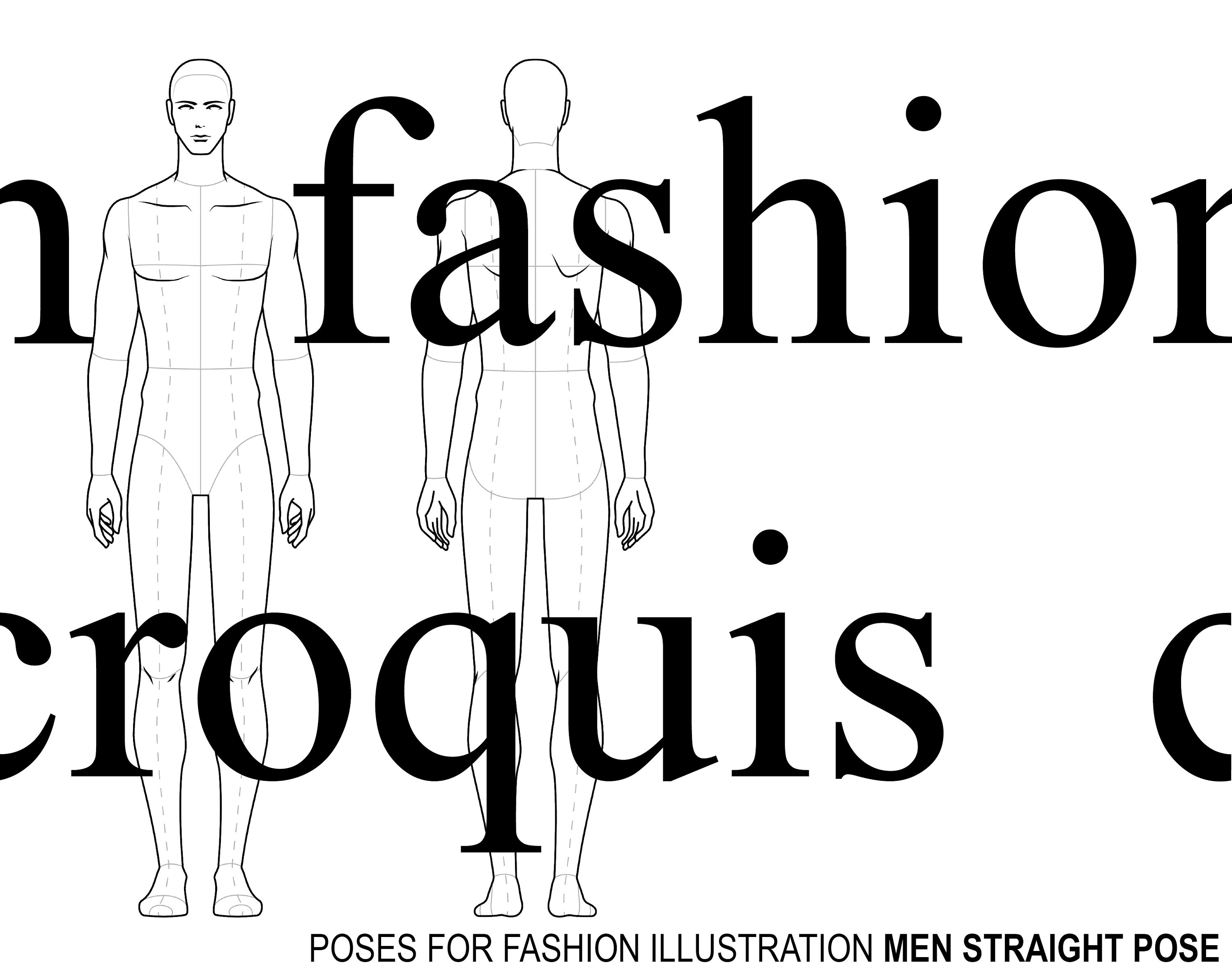 Male Croquis For Fashion Illustration – 9 Heads Fashion Figure Template –  Relaxed Pose - Crella