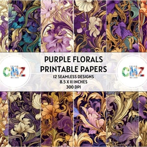 Printable Designer Paper for Junk Journal, Scrapbook, Arts & Crafts - Retro Floral