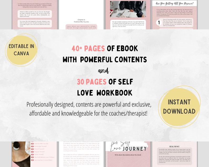 Self Love Done for You Ebook for Life Coach Workbook Canva Template ...