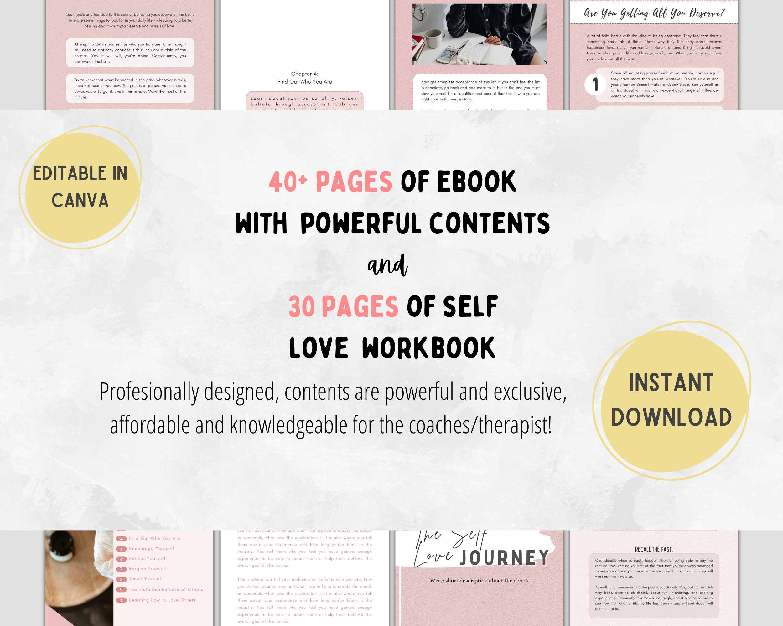 Self Love Done for You Ebook for Life Coach Workbook Canva Template ...