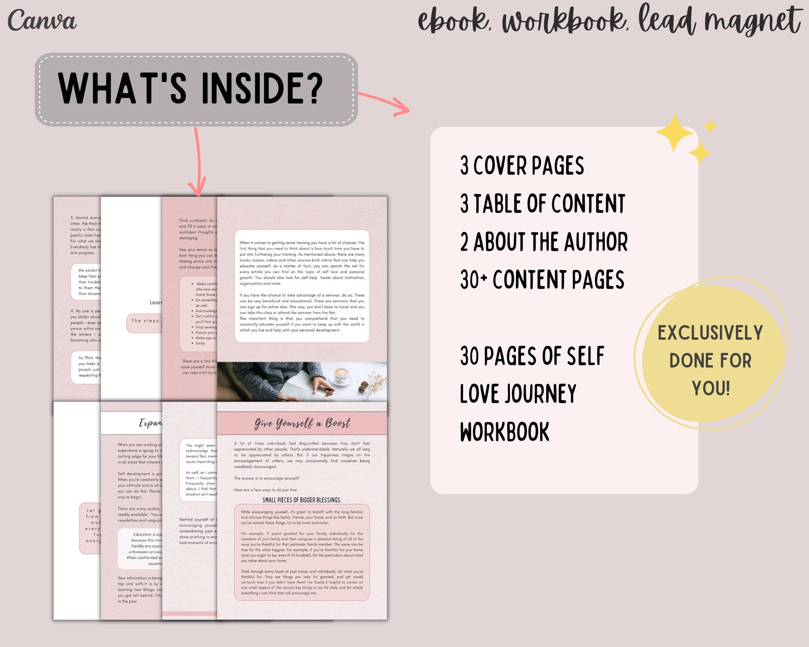 Self Love Done for You Ebook for Life Coach Workbook Canva Template ...