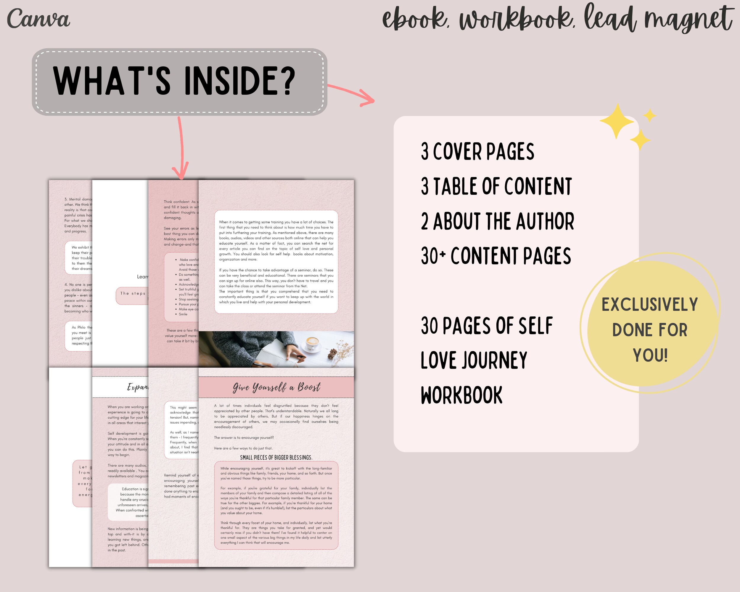 Self Love Done for You Ebook for Life Coach Workbook Canva Template ...
