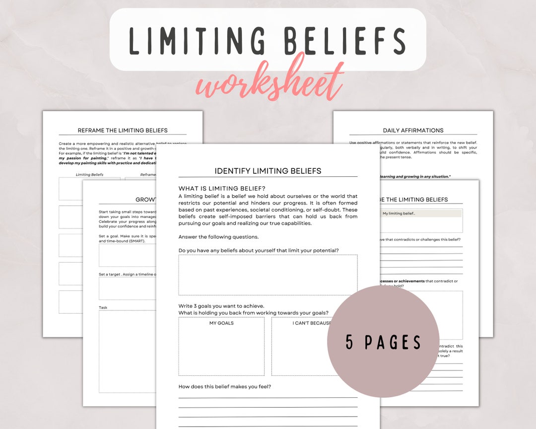 Core Beliefs Worksheet for Life Coach Limiting Beliefs Workbook for Core Beliefs Worksheet for Life Coach Limiting Beliefs Workbook for