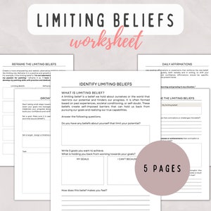 Core beliefs worksheet for life coach limiting beliefs workbook  for life coach tools growth mindset worksheet self improvement pdf
