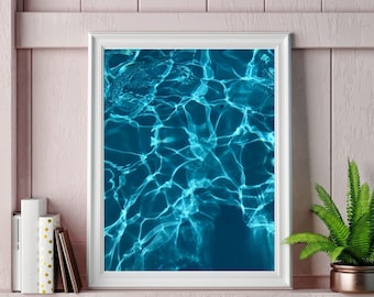 Modern Ocean Print, Abstract Wall Art Print, Water Photography Print, Large Poster, Ocean PRINTABLE Art, Turquoise Wall Art, Reflections