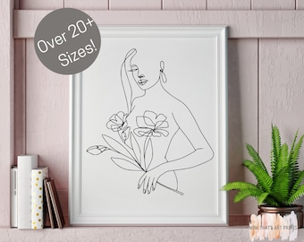 Digital Download | Monoline Art | Minimalist Decor | Wall Art | Line Drawing | Printables | Continuous One Line Art | Neutral Wall Decor
