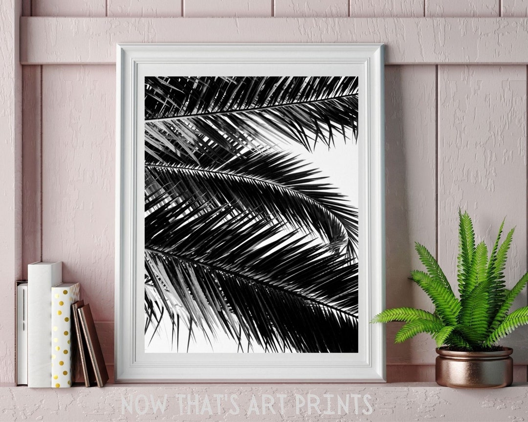 Black and White Palm Leaf Print, Large Leaf Poster, Palm Leaf Wall Art ...